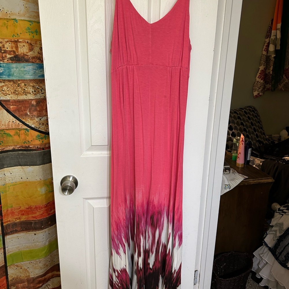 Soma Pink Maxi Sundress Scoop Neck Sleeveless